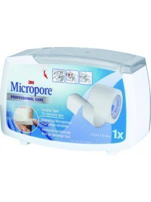 Sparadrap microporeux hypoallergénique 3M™ Micropore™* - Le dévidoir blanc hermétique, dim. 9,14 m x 2,5 cm.